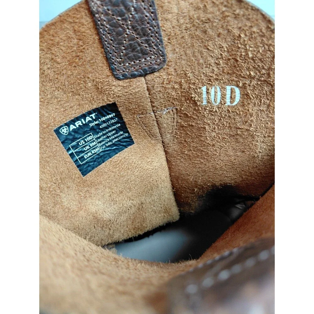 Ariat Rambler Western Boot Men Size 10D Brown Leather Square Toe